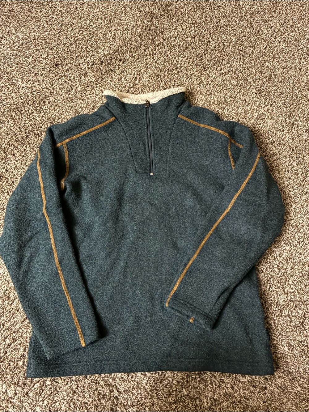 Kuhl Men's Charcoal Quarter-Zip Fleece Pullover with Tan Accent large